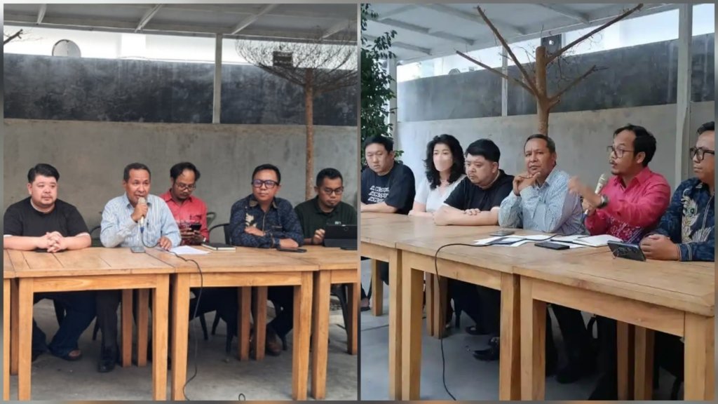Pihak Keluarga pasien, Edianto Wong didampingi tim kuasa hukum saat menggelar konferensi pers soal dugaan malpraktik dilakukan dokter RSU AWS berupa benda Guidewire atau kawat kateter yang tertanam di jantung pasien Edianto Wong