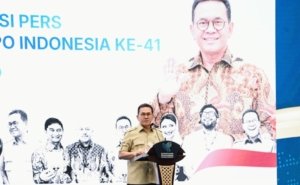 Transaksi TEI 2026 - Menteri Perdagangan Budi Santoso saat memaparkan keberhasilan capaian nilai transaksi dalam penutupan Trade Expo Indonesia 2026 di ICE BSD.