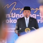 KPK Periksa Nusron Wahid - Menteri ATR/Kepala BPN Nusron Wahid saat memberikan keterangan kepada media terkait komitmen pemberantasan korupsi di lingkungannya.